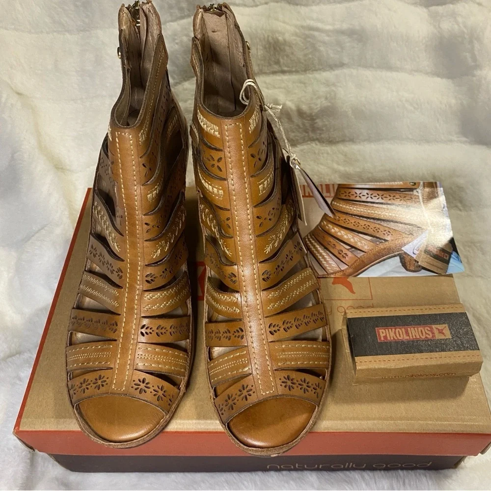 NIB Pikolinos Brandy Java Leather Heels Sandals in Color Farbe -Size 38